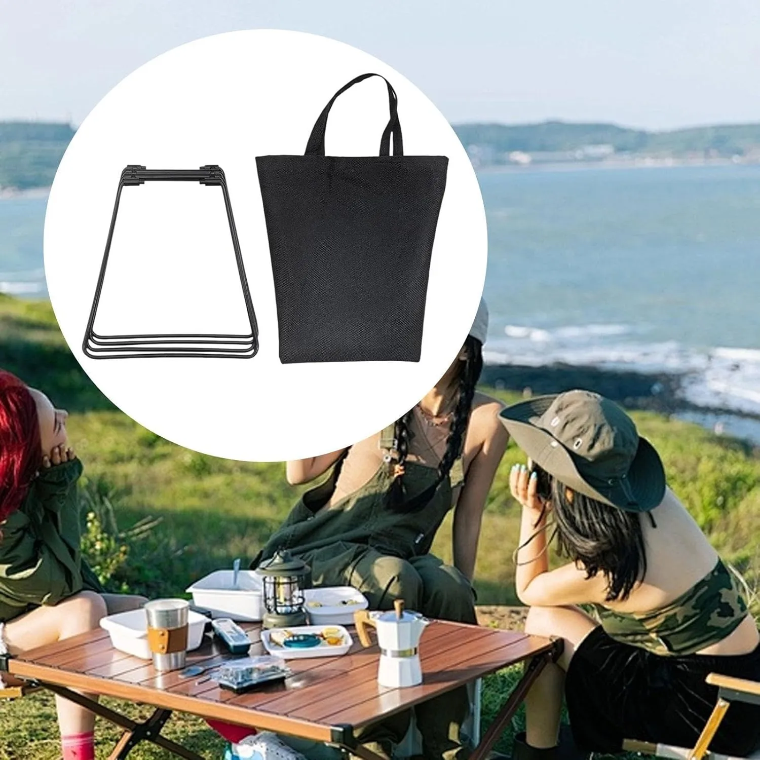 Folding Cooler Stand Suitcase Rack Portable with Carry Bag Universal Foldable Stand Rack Fridge Ice Box Holder for Camping