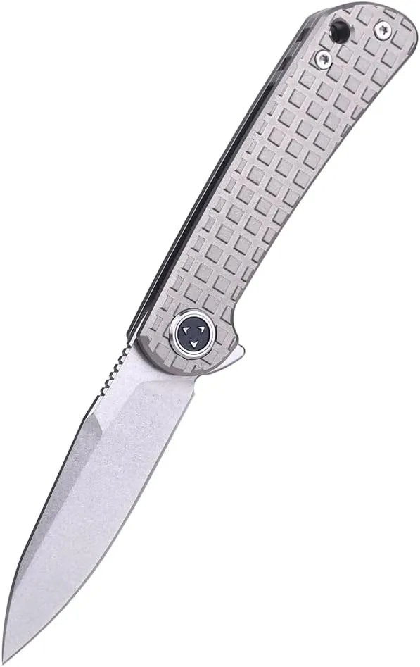 Folding Knife with VG10 Blade Clip Point Blade and Titanium Handle for Outdoor, Indoor, Camping, Hunting, Tactical, EDC Survival