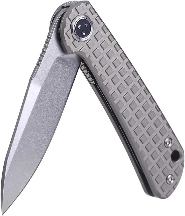 Folding Knife with VG10 Blade Clip Point Blade and Titanium Handle for Outdoor, Indoor, Camping, Hunting, Tactical, EDC Survival