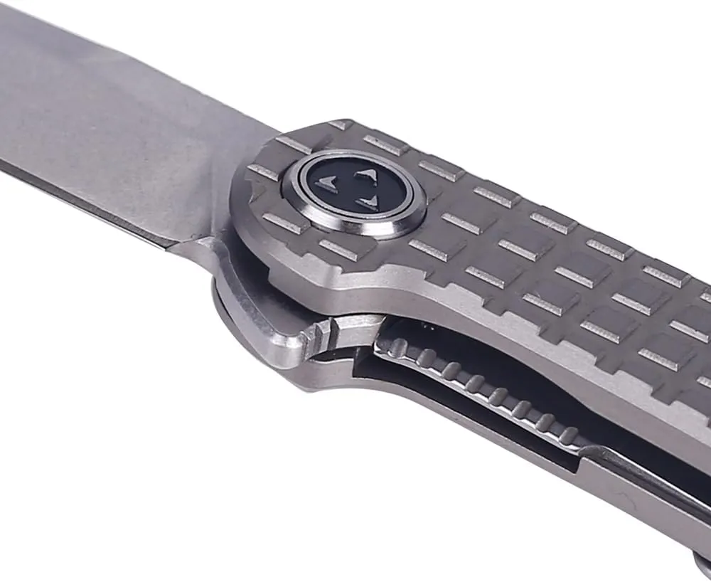 Folding Knife with VG10 Blade Clip Point Blade and Titanium Handle for Outdoor, Indoor, Camping, Hunting, Tactical, EDC Survival