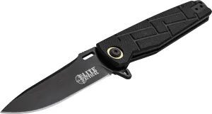 Folding Pocket Knife - READINESS - Drop Point Fine Edge Blade with Black Nylon Fiber Handle, Reversible Pocket Clip, EDC, ET-A001BK
