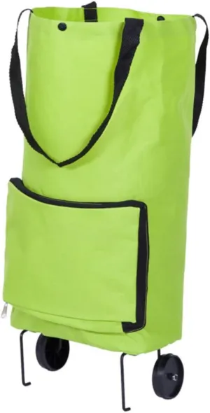 Folding Shopping Cart Bag Oxford Collapsible Tote 15kg Capacity Rolling Trolley for Travel Hiking
