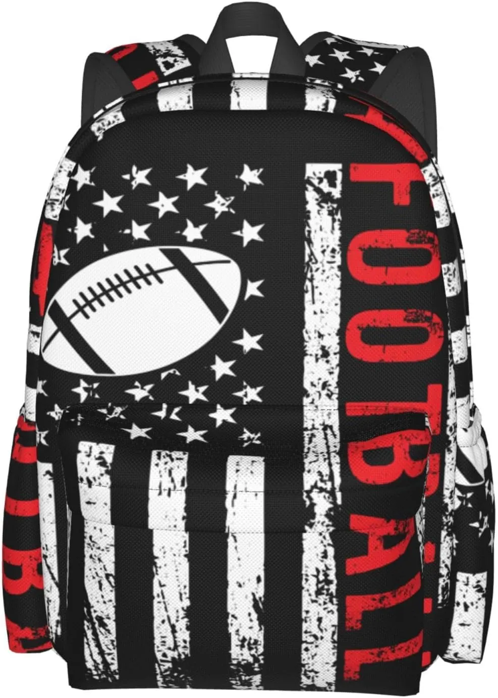 Football American Flag Sport Backpack Large Capacity Backpack Lightweight Double Shoulder Bag For Women Men Travel