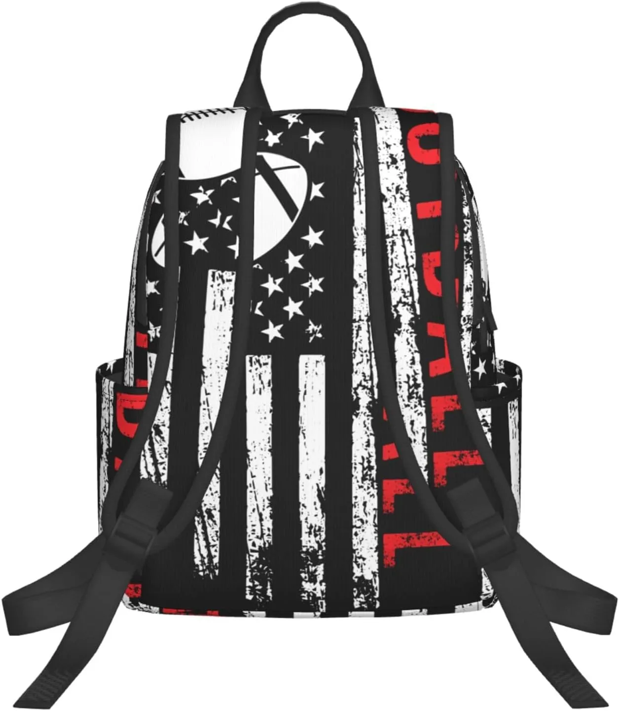 Football American Flag Sport Casual Backpacks Laptop Backpack Outdoor Travel Rucksack Sport Carry-On Daypack Lightweight Bag with Multi-Pockets