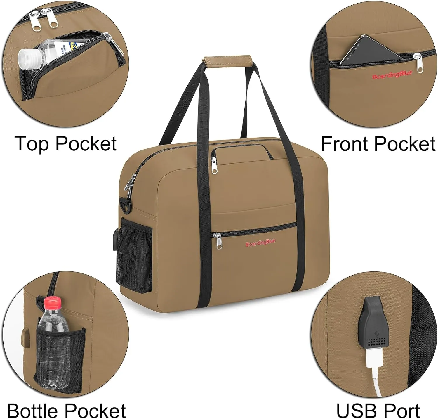 For Allegiant and EU Airlines 16 Inches Personal Item Under Seat Duffel Bag With Pillow And USB Port