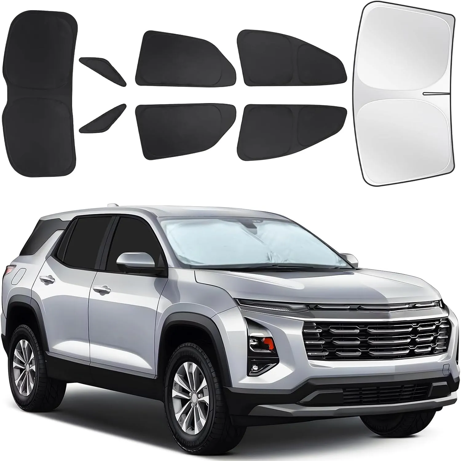 for Chevrolet Equinox 2018-2025 Car Window Shades, 8pcs Privacy Sun Shade Set for Front Windshield Side and Rear Windows, Full Window Covers Keeps Vehicle Cool for Camping Napping