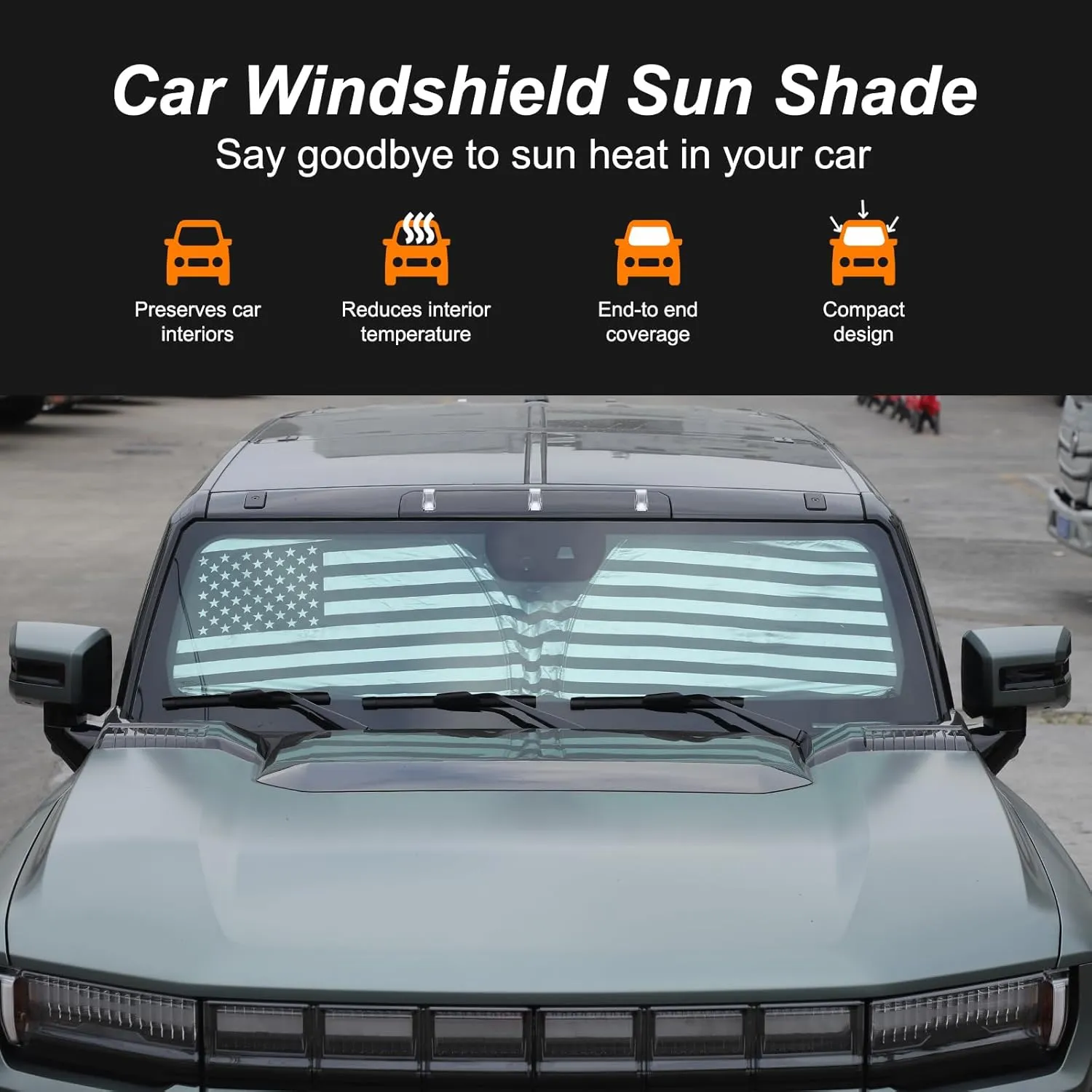 for Hummer EV Accessories 4 Piece Sunshade Roof 1 Piece Front Windshield Sunshade,Compatible with Hummer EV 2024 2025  Sunshade Windshield and Sunroof,Foldable Car Sun Shade Blocks Sun Rays (E, 1:1)