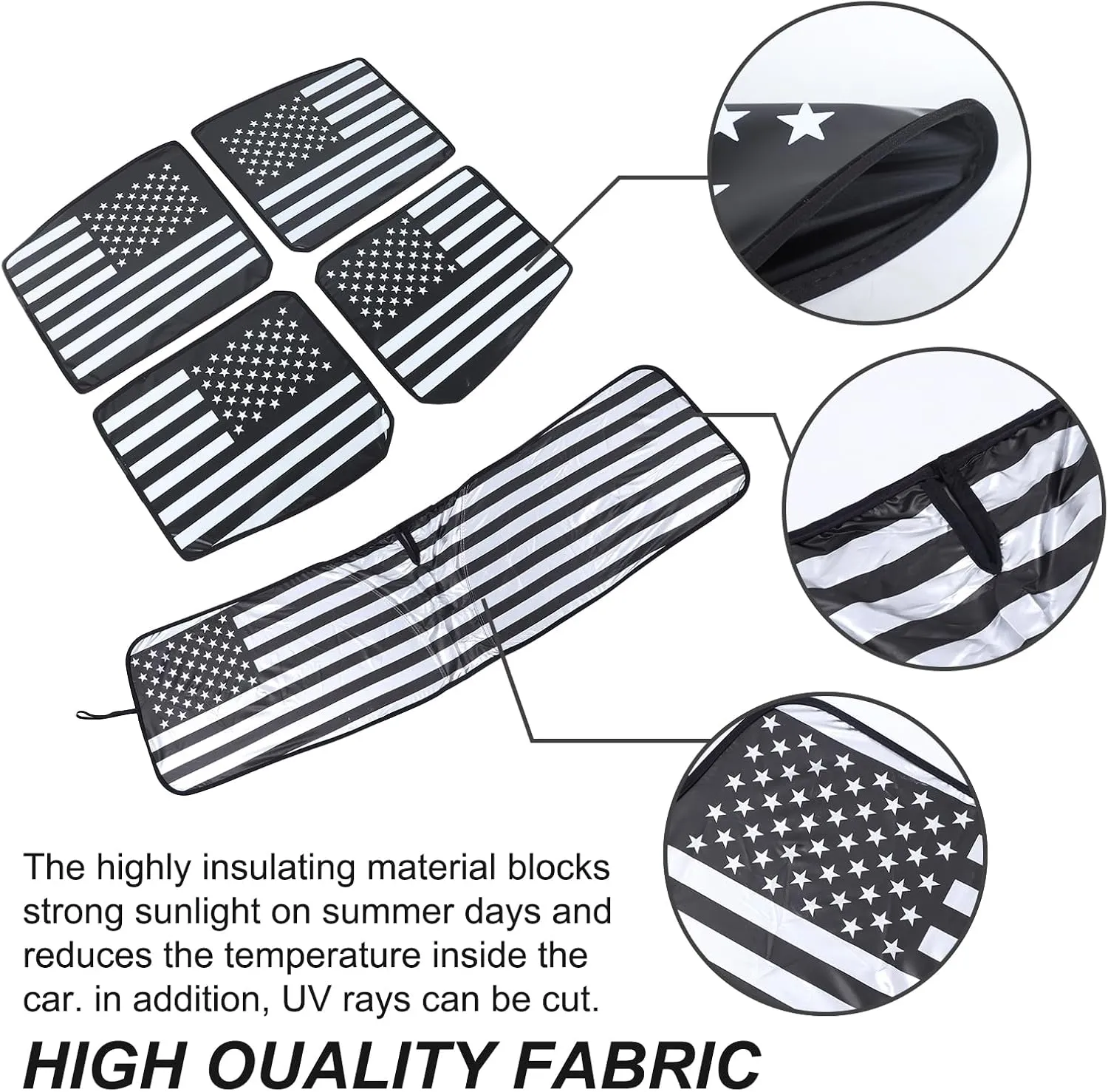 for Hummer EV Accessories 4 Piece Sunshade Roof 1 Piece Front Windshield Sunshade,Compatible with Hummer EV 2024 2025  Sunshade Windshield and Sunroof,Foldable Car Sun Shade Blocks Sun Rays (E, 1:1)