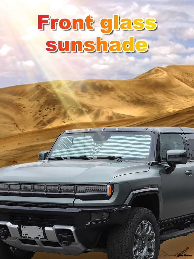 for Hummer EV Accessories 4 Piece Sunshade Roof 1 Piece Front Windshield Sunshade,Compatible with Hummer EV 2024 2025  Sunshade Windshield and Sunroof,Foldable Car Sun Shade Blocks Sun Rays (E, 1:1)