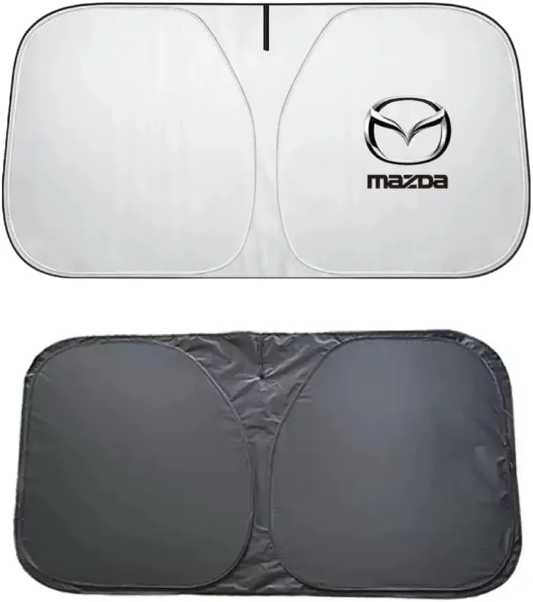for Mazda Biante 2008-2018,Car Windshield Sun Shade Foldable Automotive Visor Blocks UV Rays/Heat Keep Interior Cool Sun Screen with Logo Emblem Summer Accessories,S