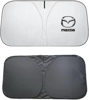 for Mazda Biante 2008-2018,Car Windshield Sun Shade Foldable Automotive Visor Blocks UV Rays/Heat Keep Interior Cool Sun Screen with Logo Emblem Summer Accessories,S