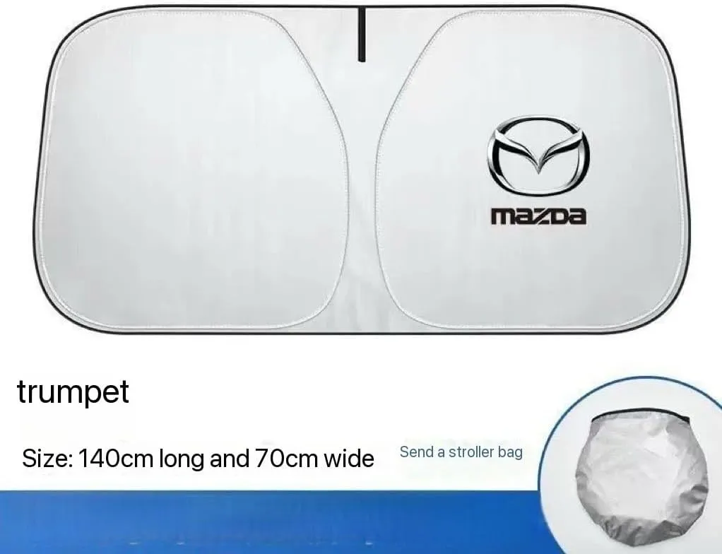 for Mazda Biante 2008-2018,Car Windshield Sun Shade Foldable Automotive Visor Blocks UV Rays/Heat Keep Interior Cool Sun Screen with Logo Emblem Summer Accessories,S