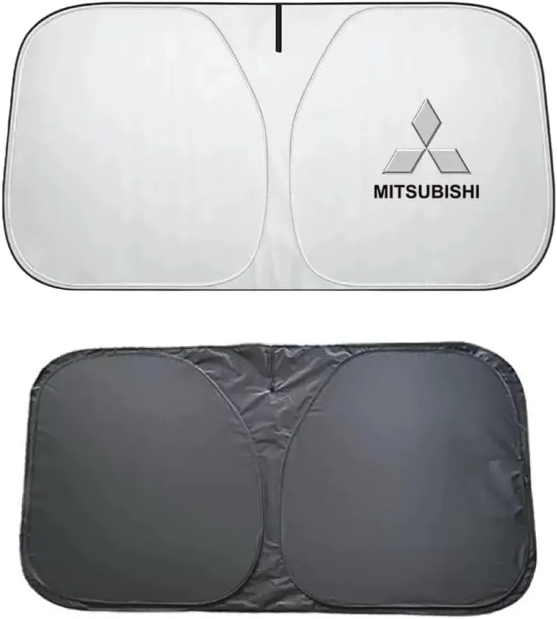 for Mitsubishi Outlander 2021-2024,Car Windshield Sun Shade Foldable Automotive Visor Blocks UV Rays/Heat Keep Interior Cool Sun Screen with Logo Emblem Summer Accessories,S