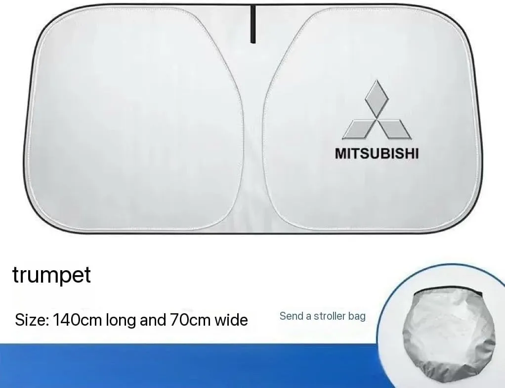 for Mitsubishi Outlander 2021-2024,Car Windshield Sun Shade Foldable Automotive Visor Blocks UV Rays/Heat Keep Interior Cool Sun Screen with Logo Emblem Summer Accessories,S