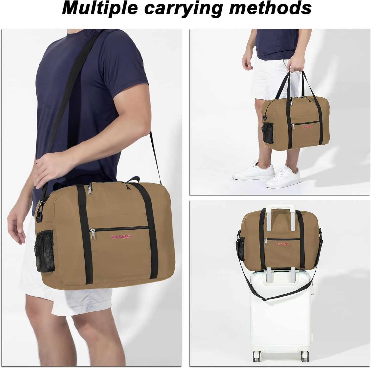 For Spirit, American Airline, Frontier 18X14X8 Inches Personal Item Under Seat Duffel Bag With Air Pillow And USB Port (Beige)
