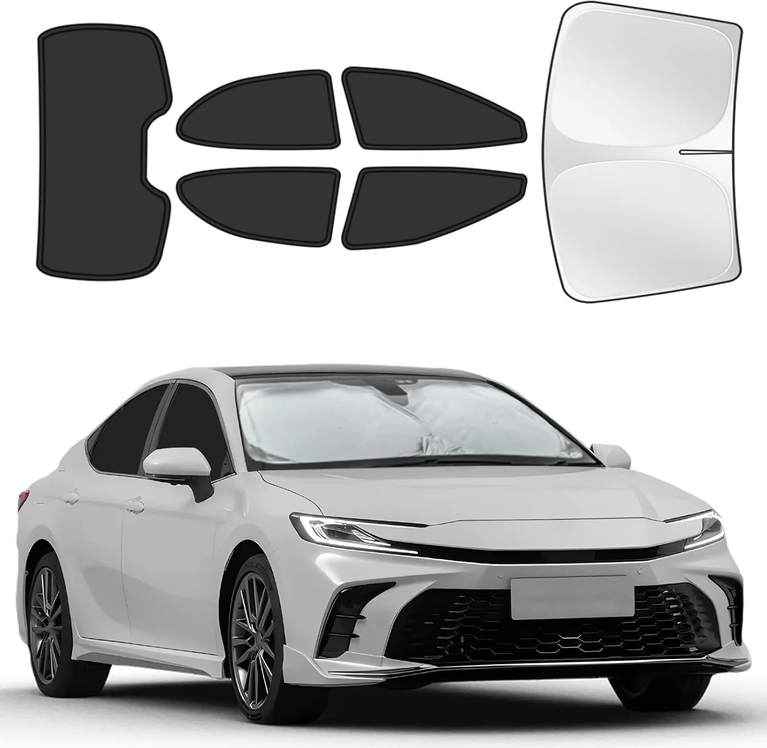 for Toyota Camry 2018-2024 Car Window Shades, 8pcs Privacy Sun Shade Set for Front Windshield Side and Rear Windows, Full Window Covers Keeps Vehicle Cool for Camping Napping