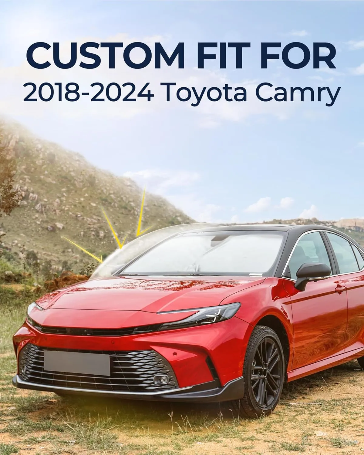 for Toyota Camry 2018-2024 Car Window Shades, 8pcs Privacy Sun Shade Set for Front Windshield Side and Rear Windows, Full Window Covers Keeps Vehicle Cool for Camping Napping