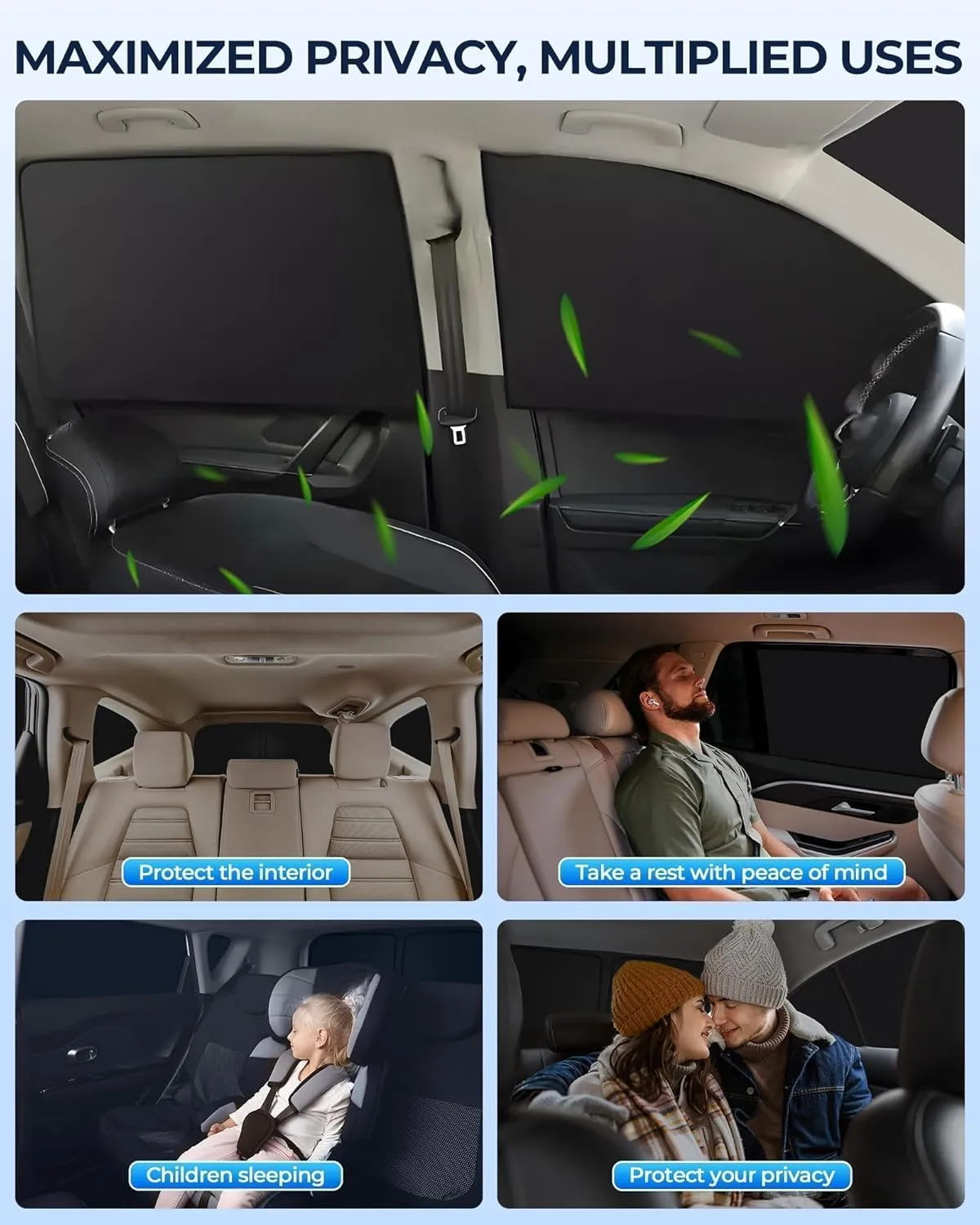 for Toyota RAV4 2019-2025 Car Window Shades, 8pcs Privacy Sun Shade Set for Front Windshield Side and Rear Windows, Full Window Covers Keeps Vehicle Cool for Camping Napping