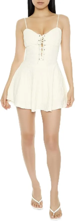 Forever 21 Women's Lace-up Sweetheart Mini Dress
