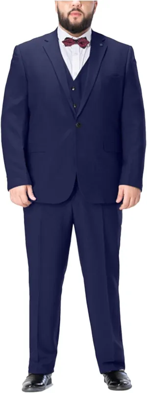 Formal Men's 3 Piece Business Suit Big and Tall Notch Lapel 2 Button Blazer Jacket Vest Pants