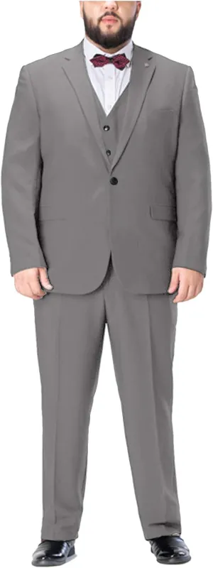 Formal Men's 3 Piece Business Suit Big and Tall Notch Lapel 2 Button Blazer Jacket Vest Pants