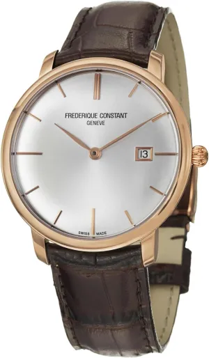 Frederique Constant Slim Line Automatic 18kt Rose Gold Mens Luxury Strap Watch FC-306V4S9