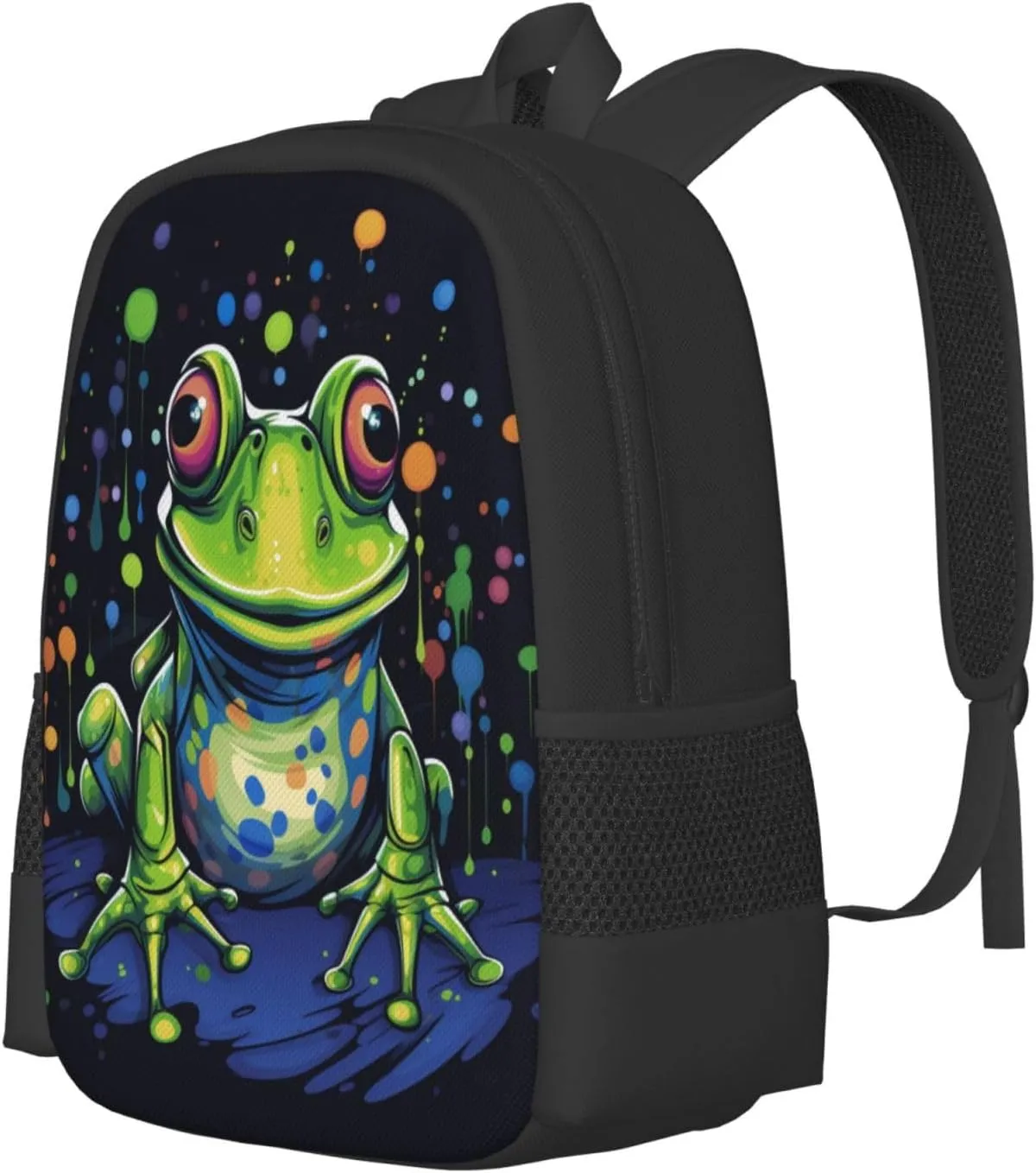Frog Backpack, Simple and Aesthetic Bookbag for Women & Men, Lightweight Adjustable Black Backpack for Travel Outdoor Sports, Large Capacity Laptop Bag for Business Office