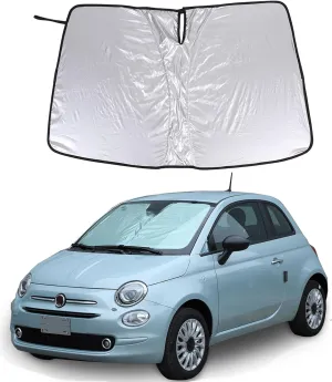 Front Windshield Sun Shade Compatible with Fiat 500 2010-2024 Car Windshield Sun Shade Foldable Sun Shield UV Protection Auto Accessories (Front Windshield Memory Steel Wire)