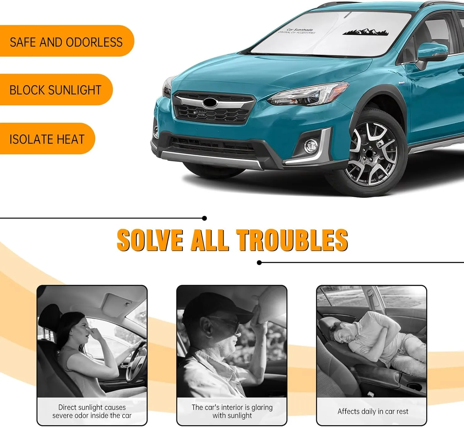 Front Windshield Sun Shade Compatible with Subaru Outback Crosstrek Legacy Ascent XV Impreza Tribeca, Sun Visor Protector Blocks UV Rays Sunshade for Subaru Foldable Accessories