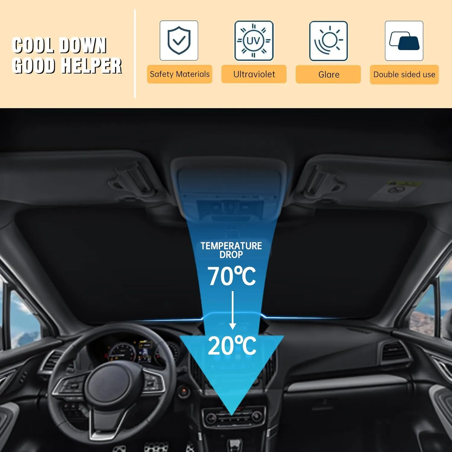 Front Windshield Sun Shade Compatible with Subaru Outback Crosstrek Legacy Ascent XV Impreza Tribeca, Sun Visor Protector Blocks UV Rays Sunshade for Subaru Foldable Accessories
