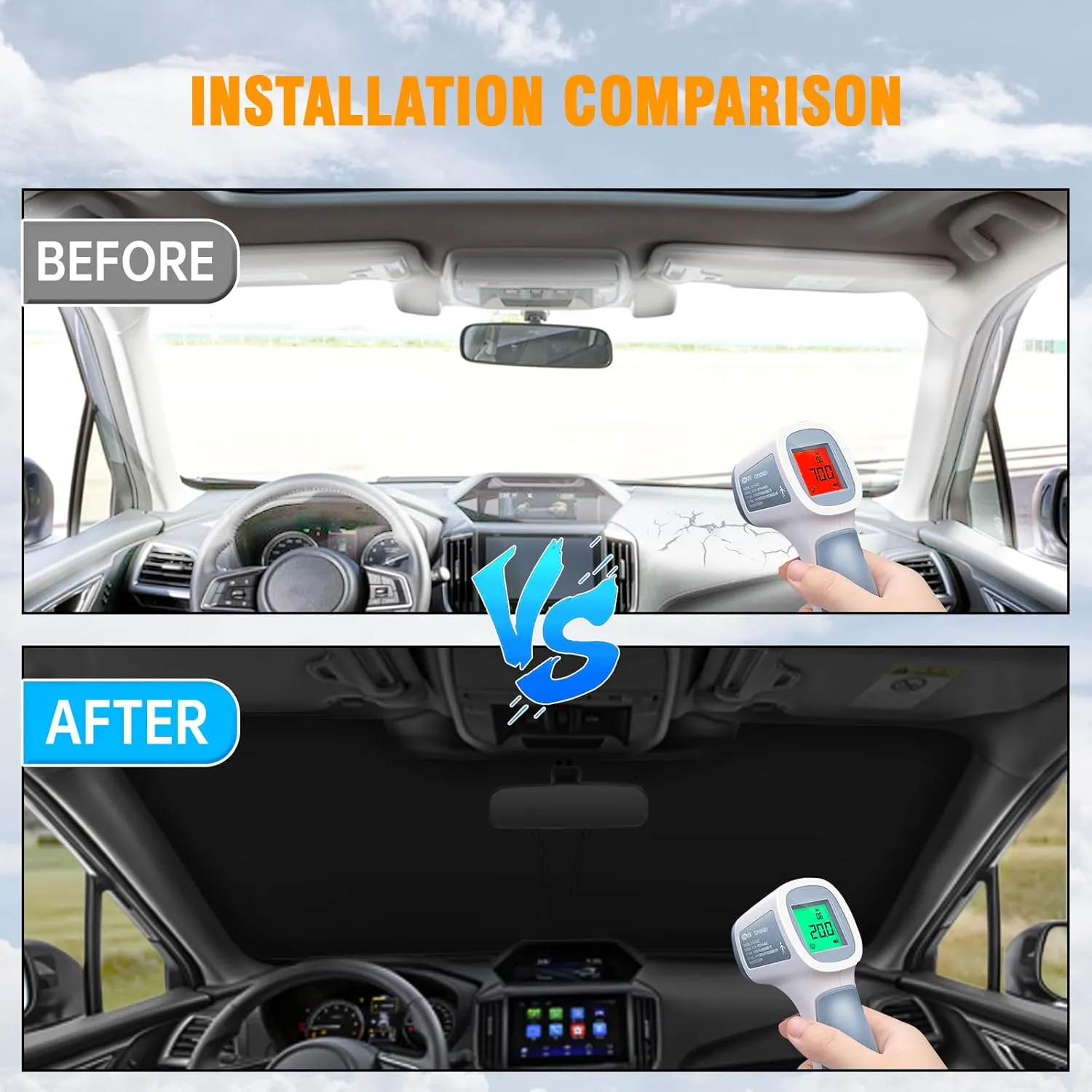 Front Windshield Sun Shade Compatible with Subaru Outback Crosstrek Legacy Ascent XV Impreza Tribeca, Sun Visor Protector Blocks UV Rays Sunshade for Subaru Foldable Accessories