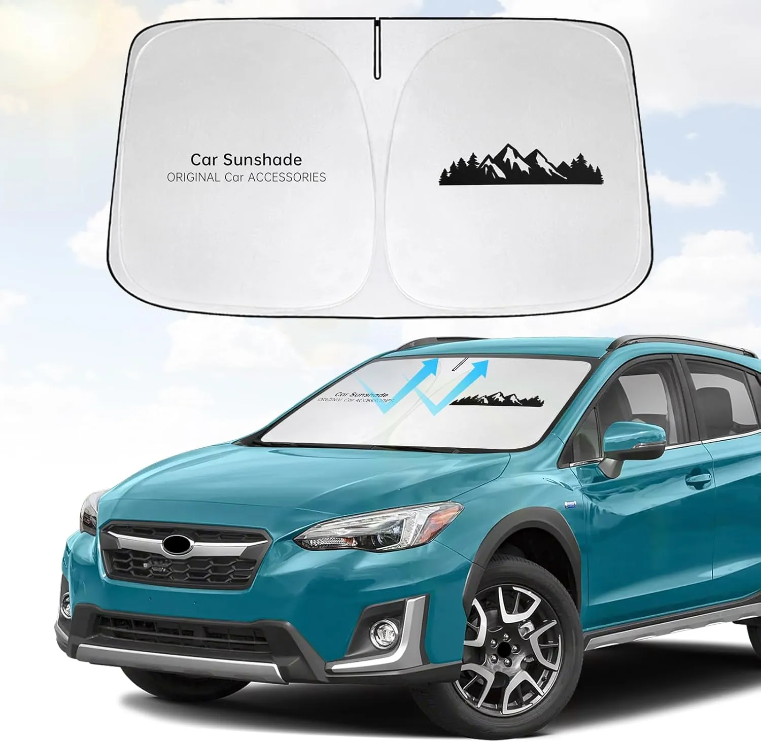 Front Windshield Sun Shade Compatible with Subaru Outback Crosstrek Legacy Ascent XV Impreza Tribeca, Sun Visor Protector Blocks UV Rays Sunshade for Subaru Foldable Accessories