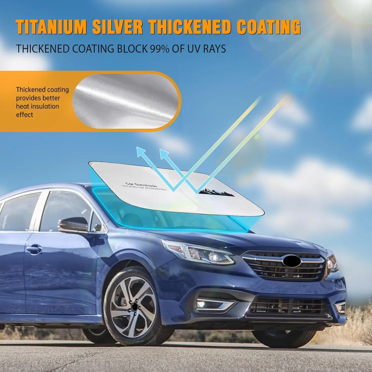 Front Windshield Sun Shade Compatible with Subaru Outback Crosstrek Legacy Ascent XV Impreza Tribeca, Sun Visor Protector Blocks UV Rays Sunshade for Subaru Foldable Accessories