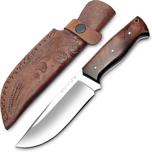 Full Tang D2 Hunting Knife - 10 Inch Handmade Fixed Blade Knife with Leather Sheath - Perfect For EDC, Bushcraft, Camping, Hunting, Skinning Outdoor