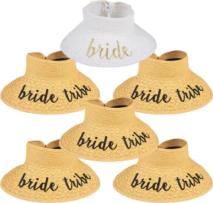 Funky Junque Women’s Sun Visor Wide Brim Straw Roll up Ponytail Hat