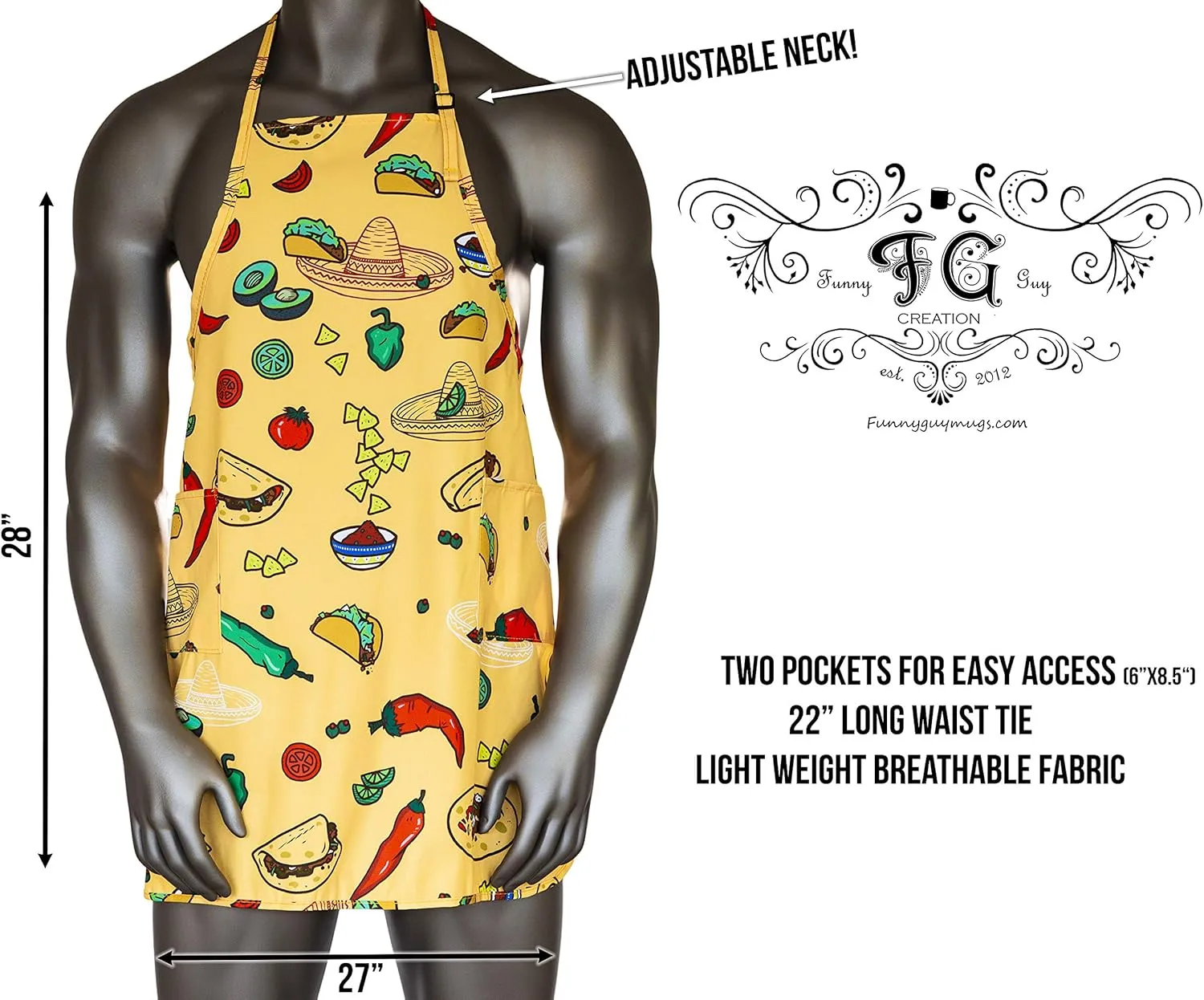 Funny Guy Mugs Adjustable Apron with Pockets