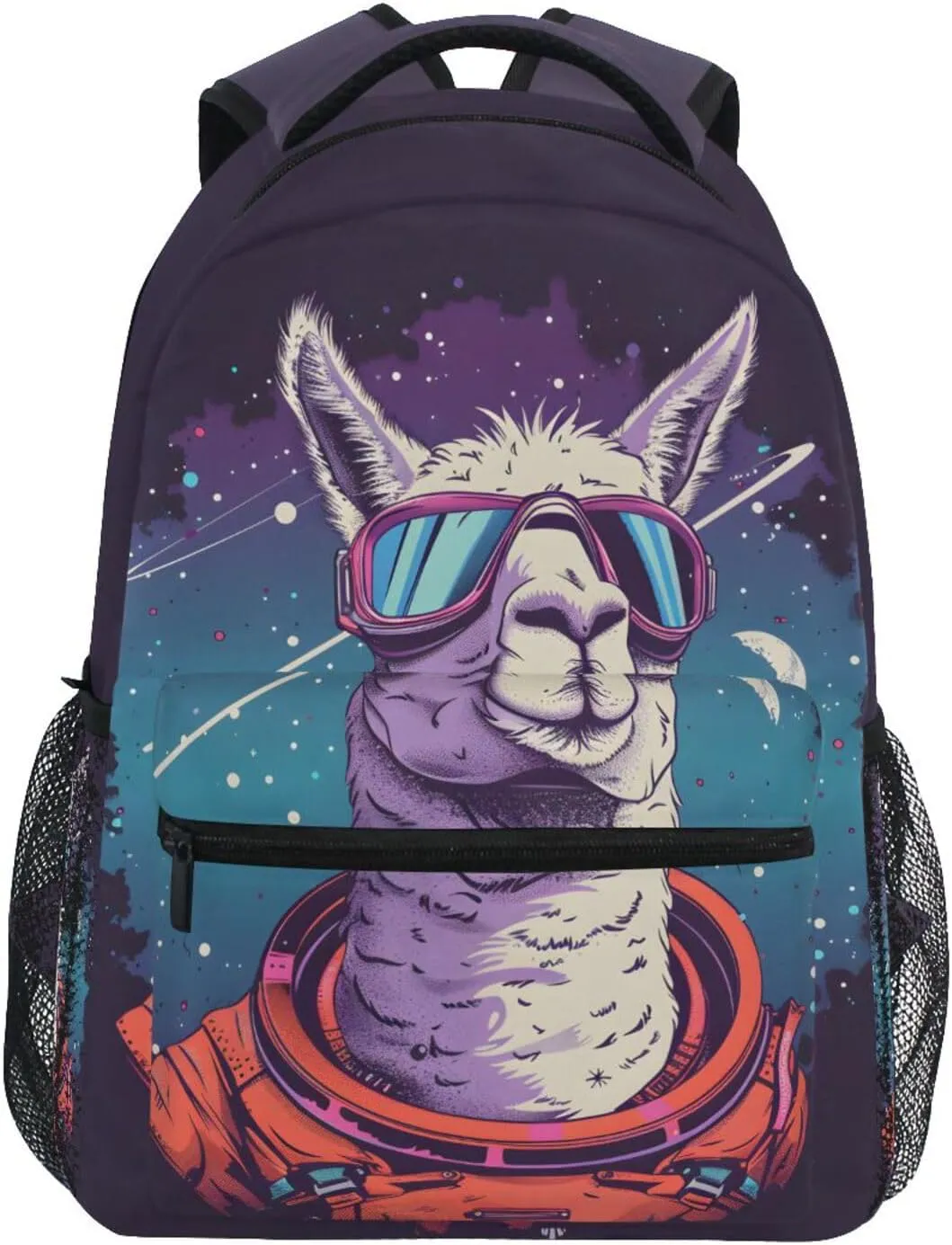 Funny Llama Meteor School Kids Backpack for Boys Girls Laptop Backpack Lightweight Travel Bag for Women Men
