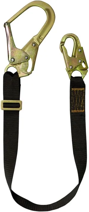Fusion Climb 2ft 24"x1.75" Adjustable Fall Safety Zipline Lanyard with 2 snap hooks, it’s actually one snap hook, and one rebar hook