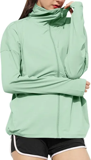 FZYLQY Women's UPF 50  Lightweight Athletic Jacket Full Zip UV Long Sleeve Hoodies SPF Lightweight Jacket Hiking Outfits