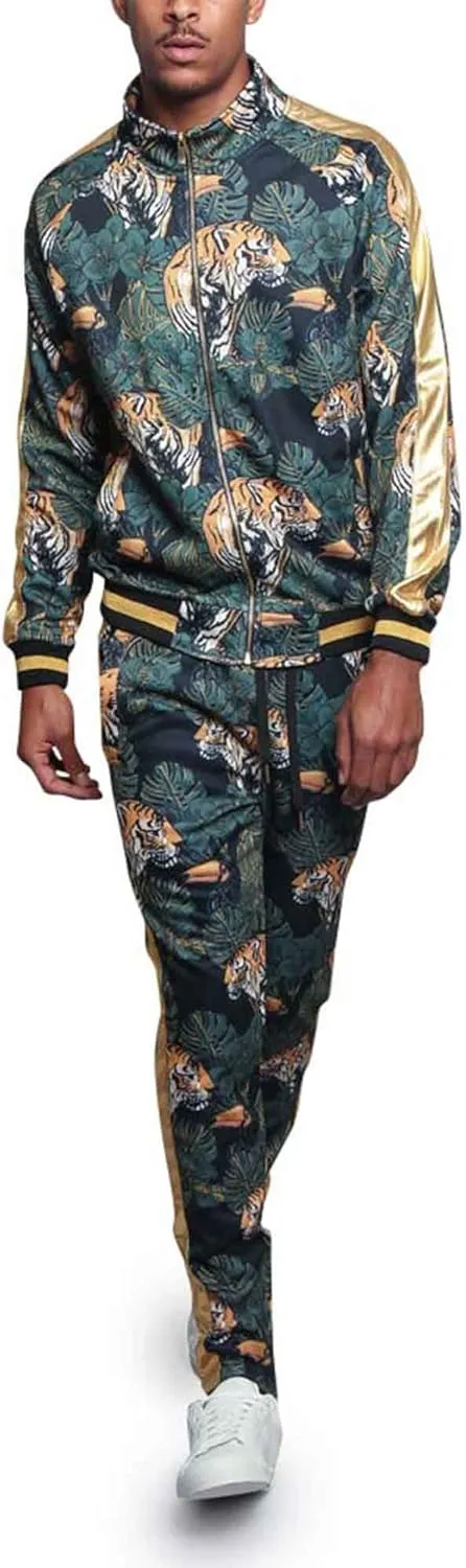 G-Style USA Men's Tiger Pattern Tracksuit Sets