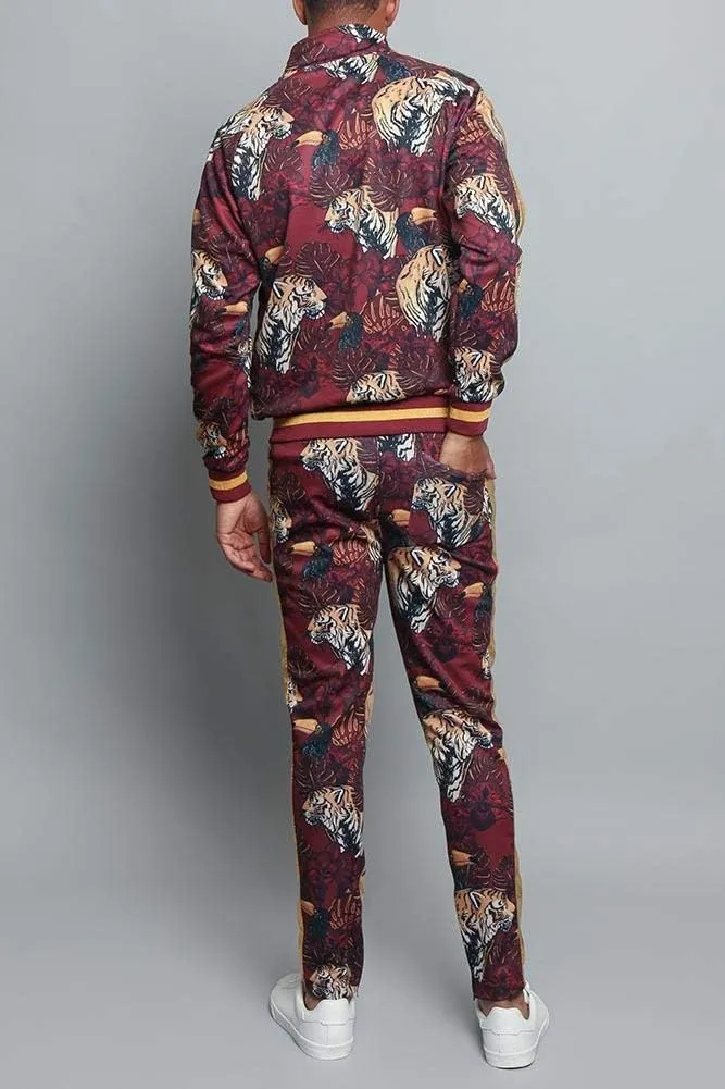 G-Style USA Men's Tiger Pattern Tracksuit Sets