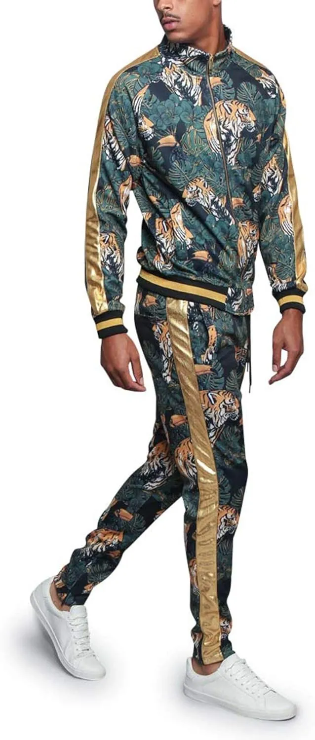 G-Style USA Men's Tiger Pattern Tracksuit Sets