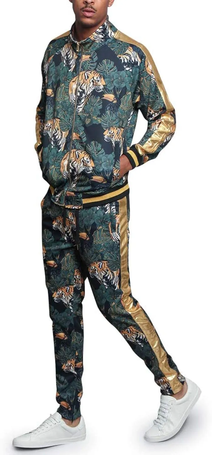 G-Style USA Men's Tiger Pattern Tracksuit Sets