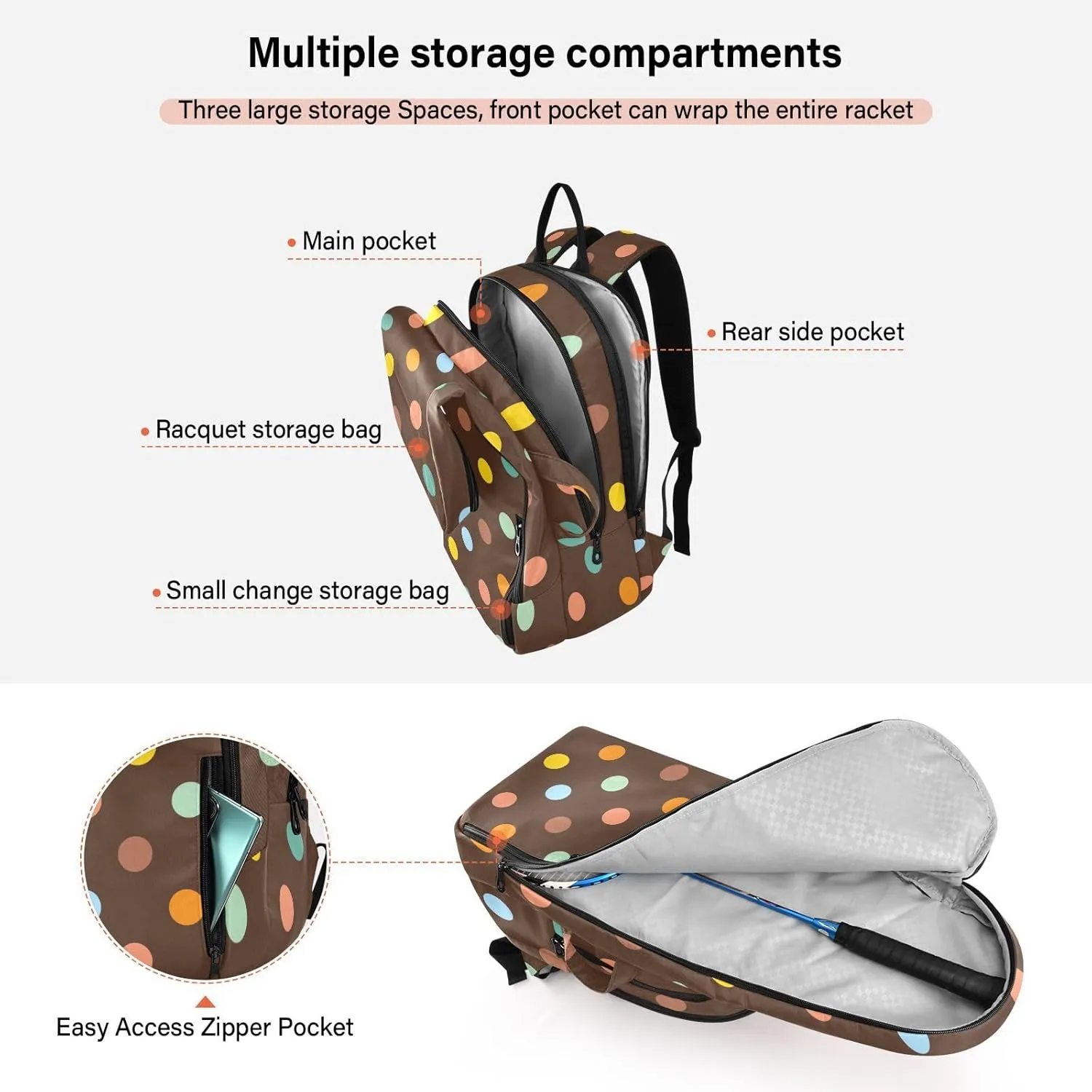 GAIGEO Dark Blue Sky Glitter Stars Sport Bag, Large Capacity Pickleball Ball Holder, Various Storage Methods