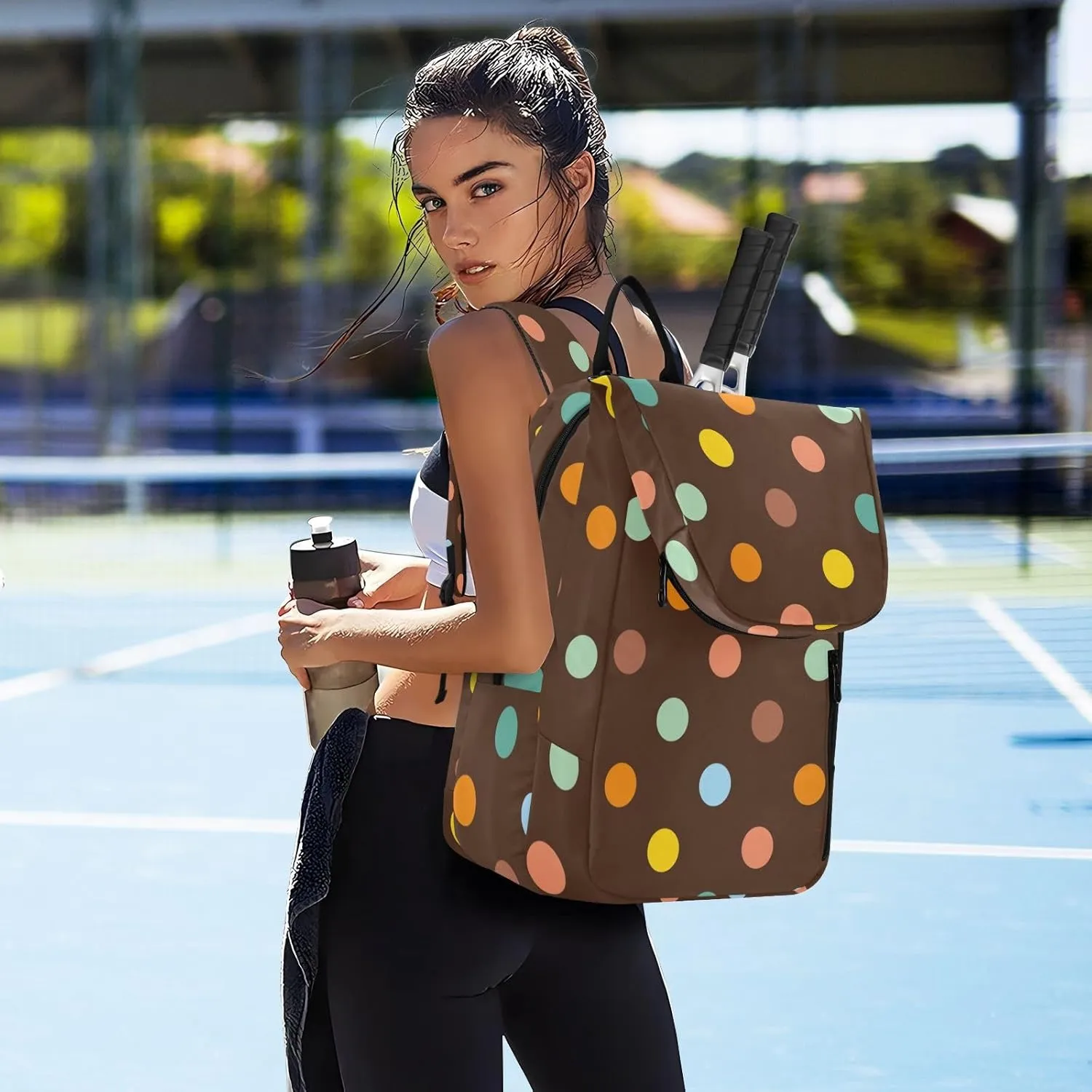 GAIGEO Dark Blue Sky Glitter Stars Sport Bag, Large Capacity Pickleball Ball Holder, Various Storage Methods