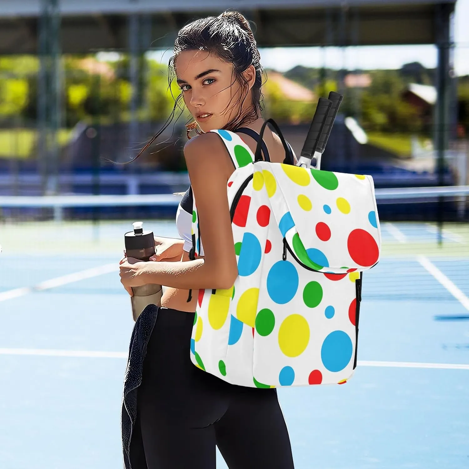 GAIGEO Racket Bag, Multiple Storage Compartments, Foldable Racket Pocket