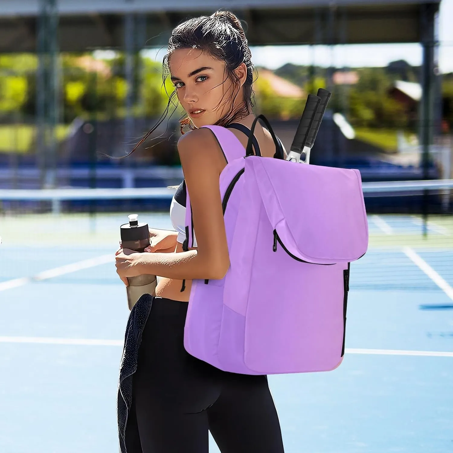 GAIGEO Racket Bag, Multiple Storage Compartments, Foldable Racket Pocket