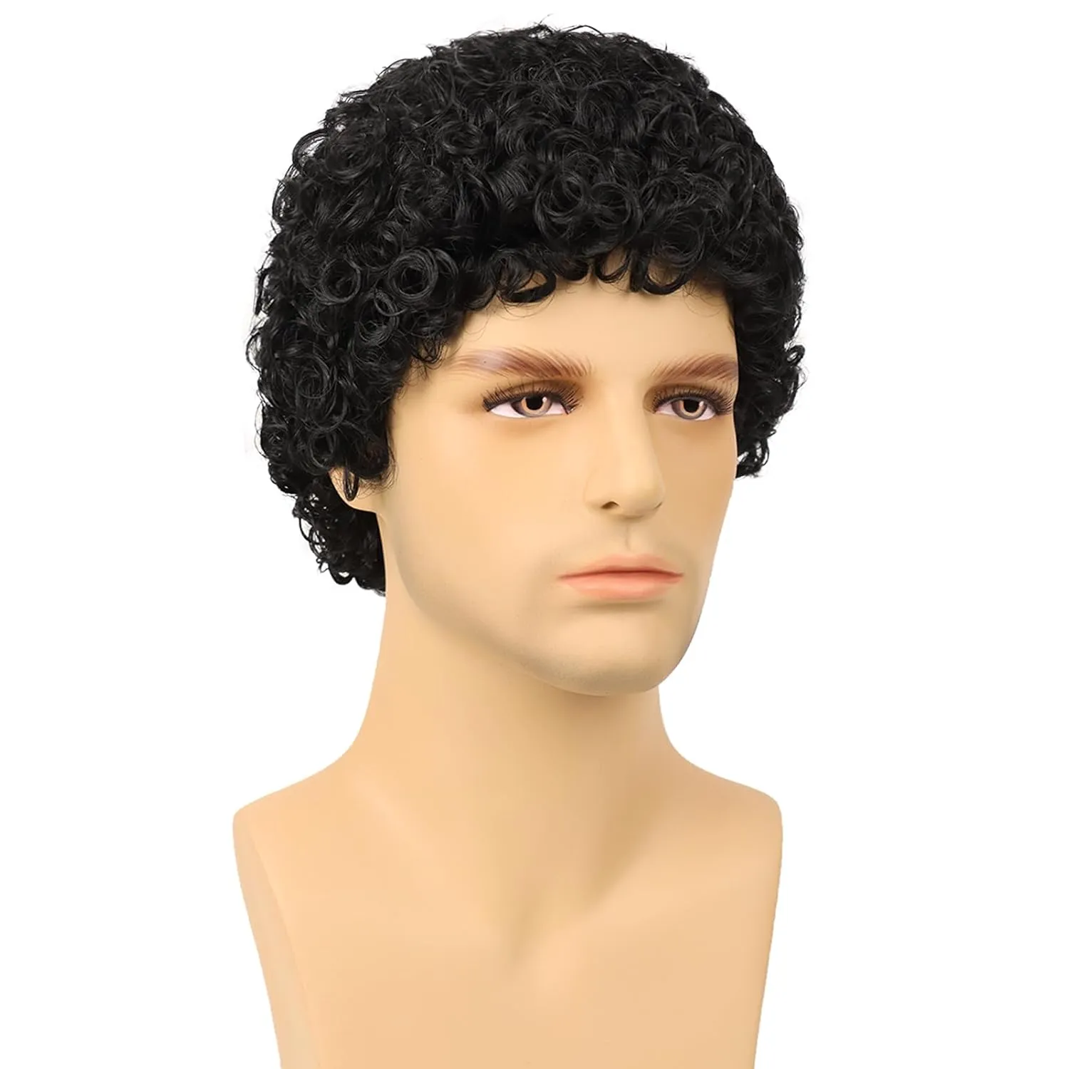 G&T Wig Mens Short Afro Curly Wig for Male 70s 80s Disco Wig Guy Rocker Wig Halloween Cosplay Funny Wigs for Daily Party Costume（1B）