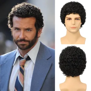 G&T Wig Mens Short Afro Curly Wig for Male 70s 80s Disco Wig Guy Rocker Wig Halloween Cosplay Funny Wigs for Daily Party Costume（1B）