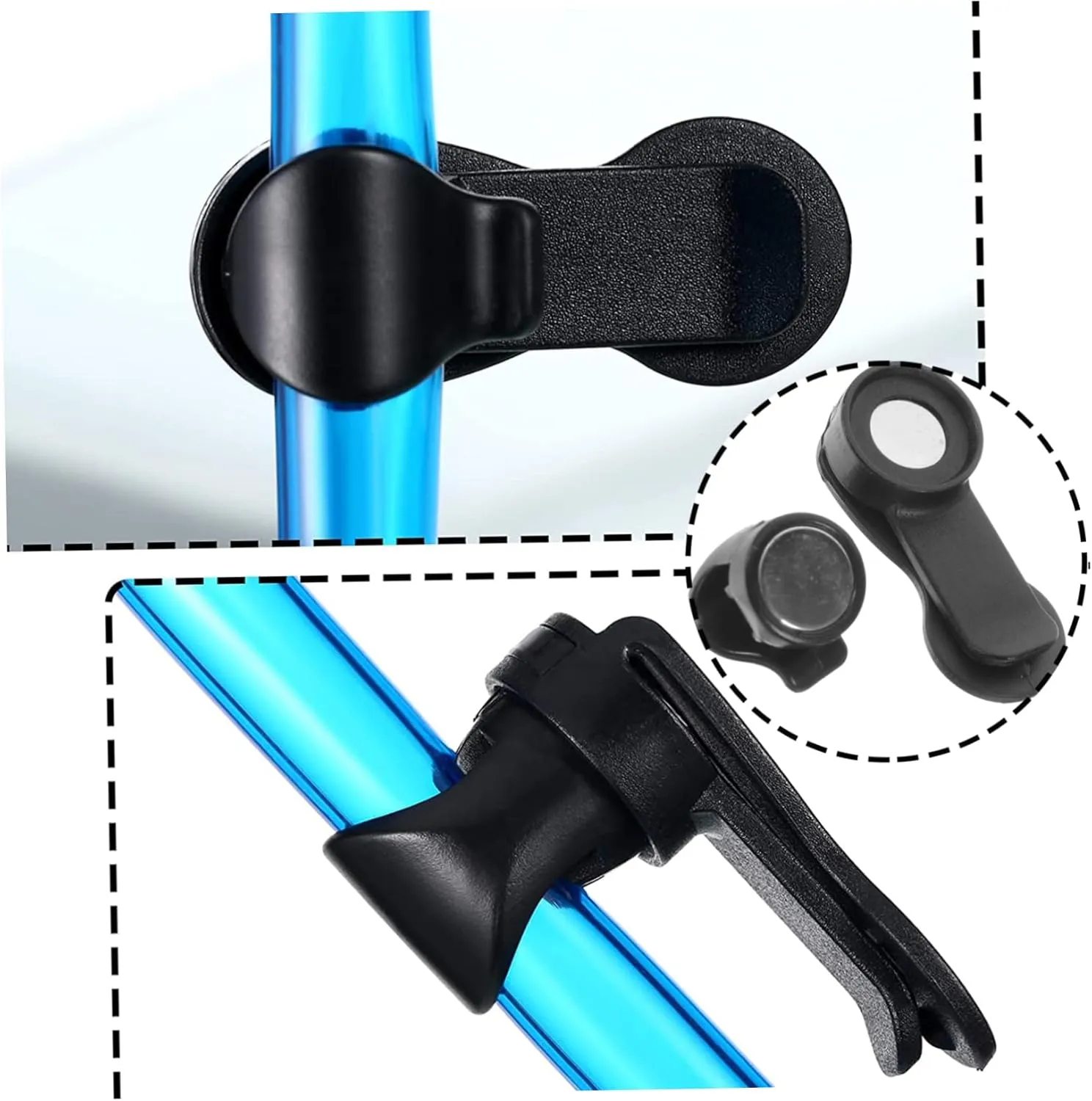 GANAZONO Portable Water Tube Clips Replaceable Back Clips Wear-Resistant Magnetic Buckle Black Magnet Abs